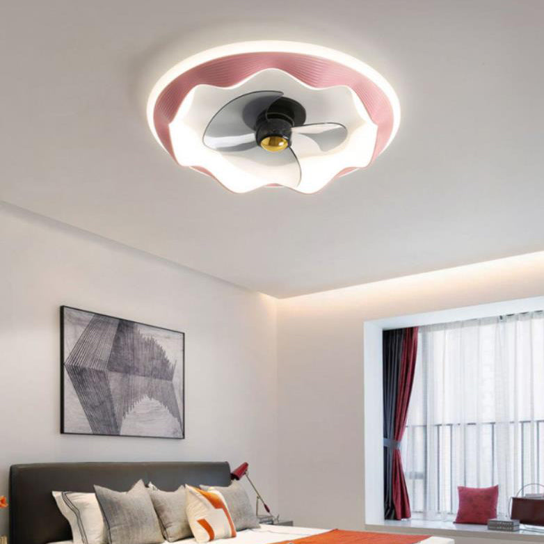 Modern Round Wave LED Ceiling Fan Light - Flush Mount Design, Energy Efficient, Interior Lighting, Stylish Home Decor, Contemporary Ceiling Fixture