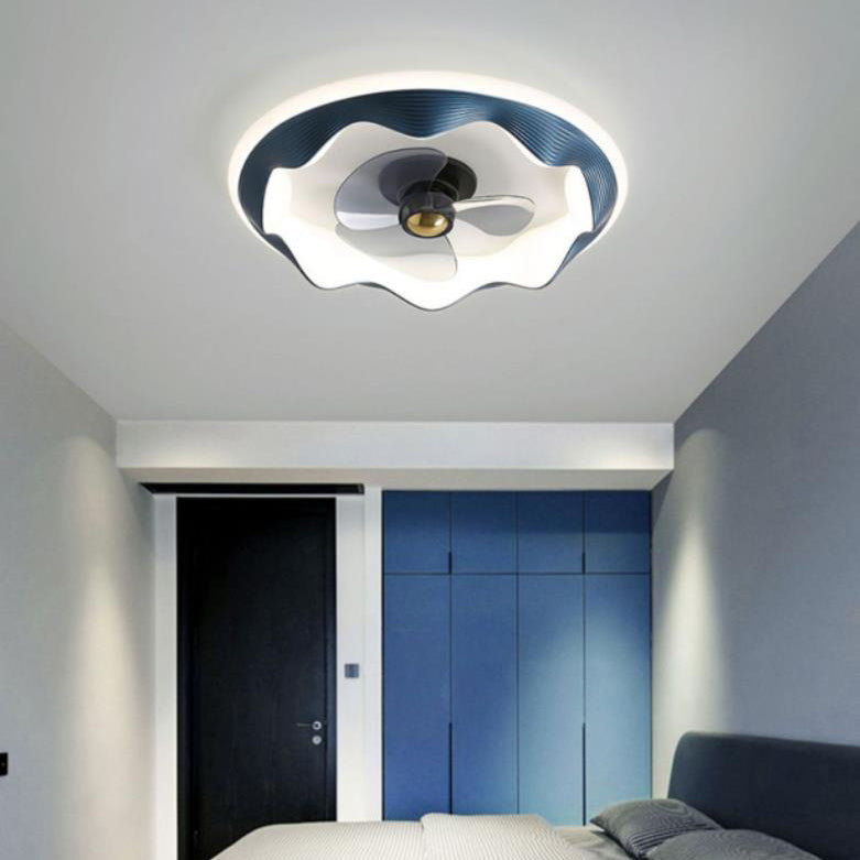 Modern Round Wave LED Ceiling Fan Light - Flush Mount Design, Energy Efficient, Interior Lighting, Stylish Home Decor, Contemporary Ceiling Fixture