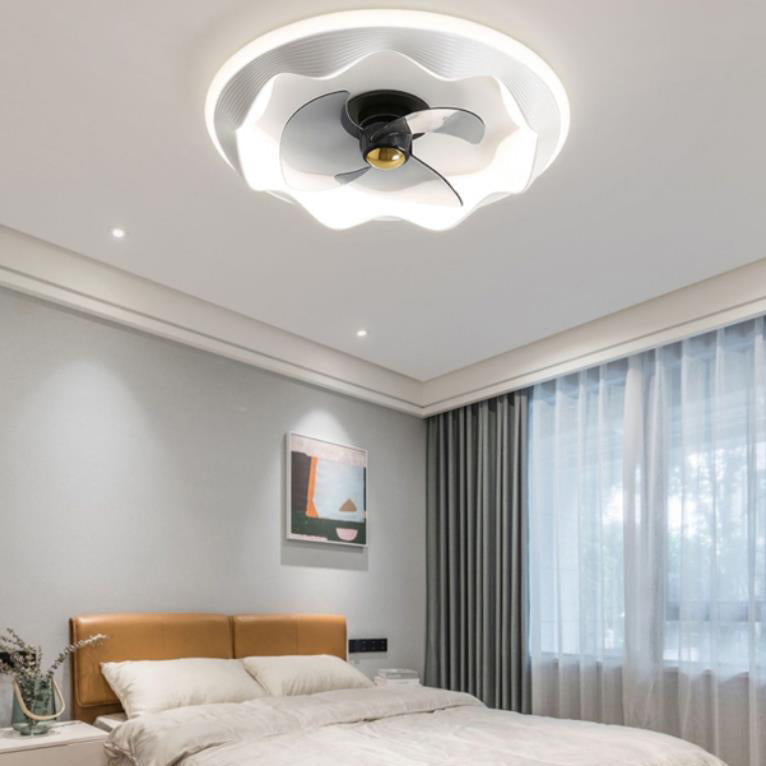 Modern Round Wave LED Ceiling Fan Light - Flush Mount Design, Energy Efficient, Interior Lighting, Stylish Home Decor, Contemporary Ceiling Fixture
