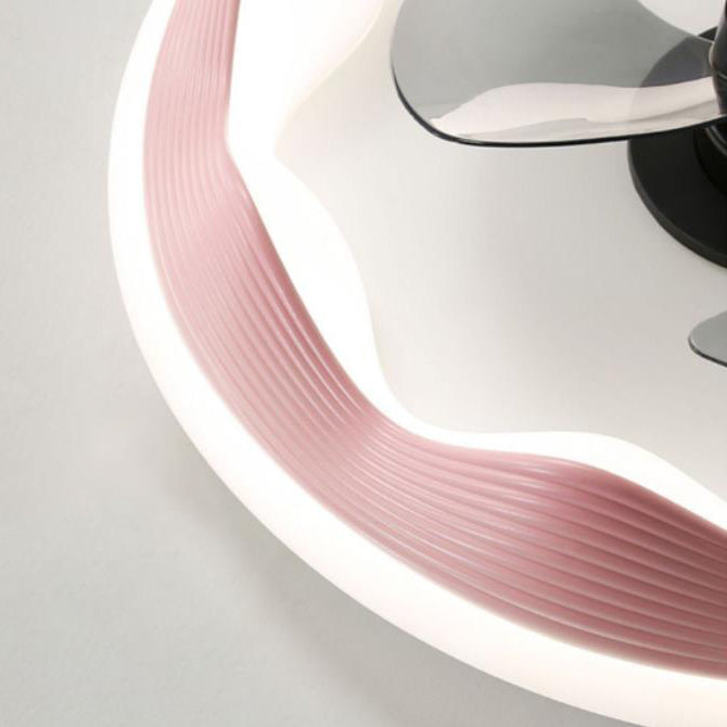 Modern Round Wave LED Ceiling Fan Light - Flush Mount Design, Energy Efficient, Interior Lighting, Stylish Home Decor, Contemporary Ceiling Fixture