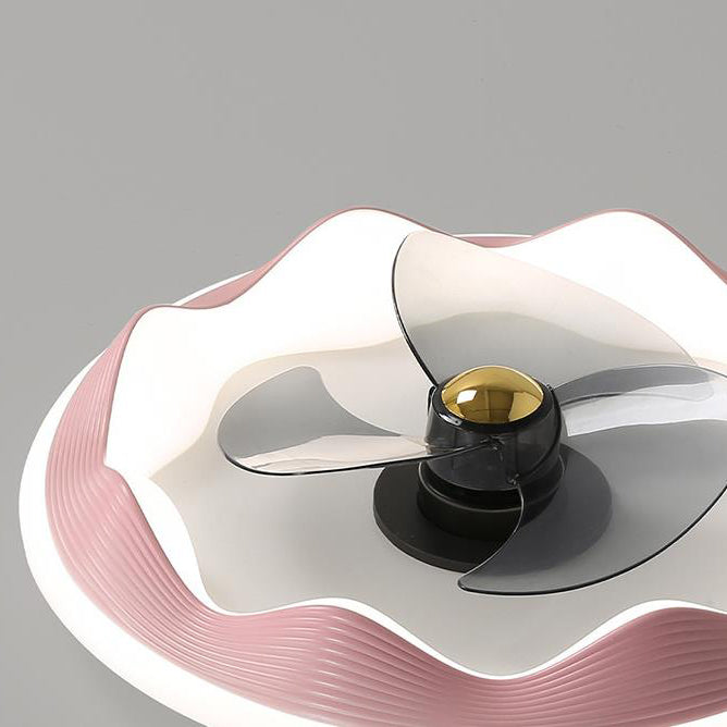 Modern Round Wave LED Ceiling Fan Light - Flush Mount Design, Energy Efficient, Interior Lighting, Stylish Home Decor, Contemporary Ceiling Fixture