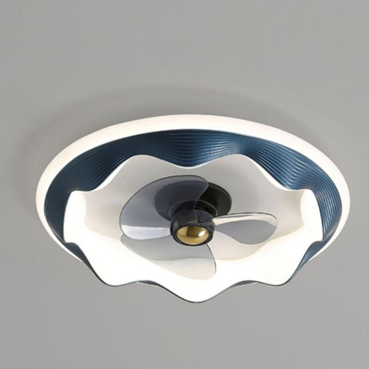 Modern Round Wave LED Ceiling Fan Light - Flush Mount Design, Energy Efficient, Interior Lighting, Stylish Home Decor, Contemporary Ceiling Fixture