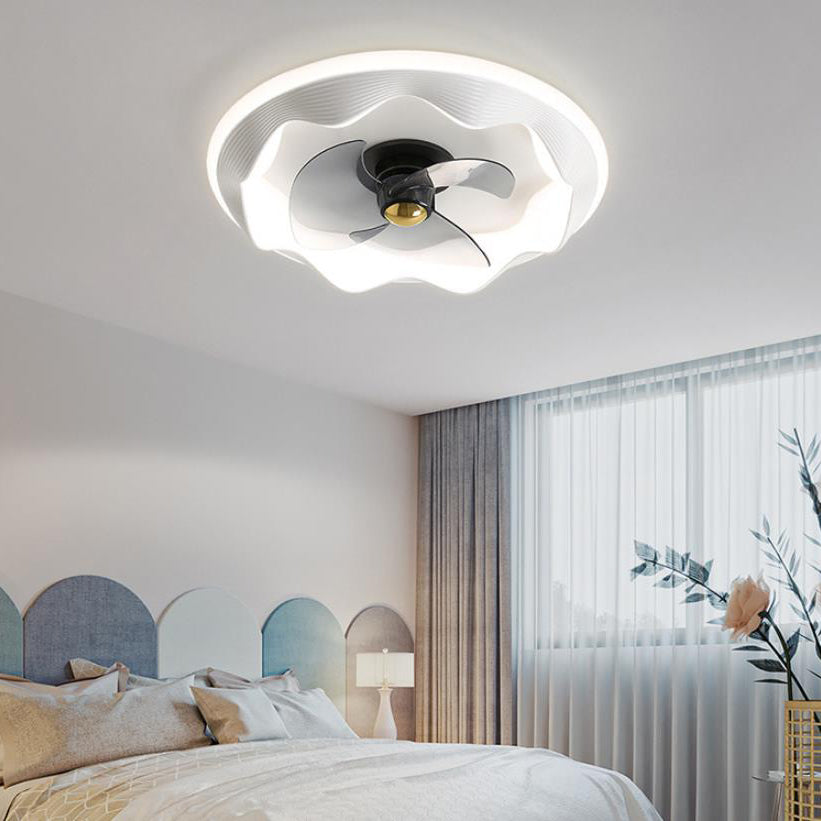 Modern Round Wave LED Ceiling Fan Light - Flush Mount Design, Energy Efficient, Interior Lighting, Stylish Home Decor, Contemporary Ceiling Fixture