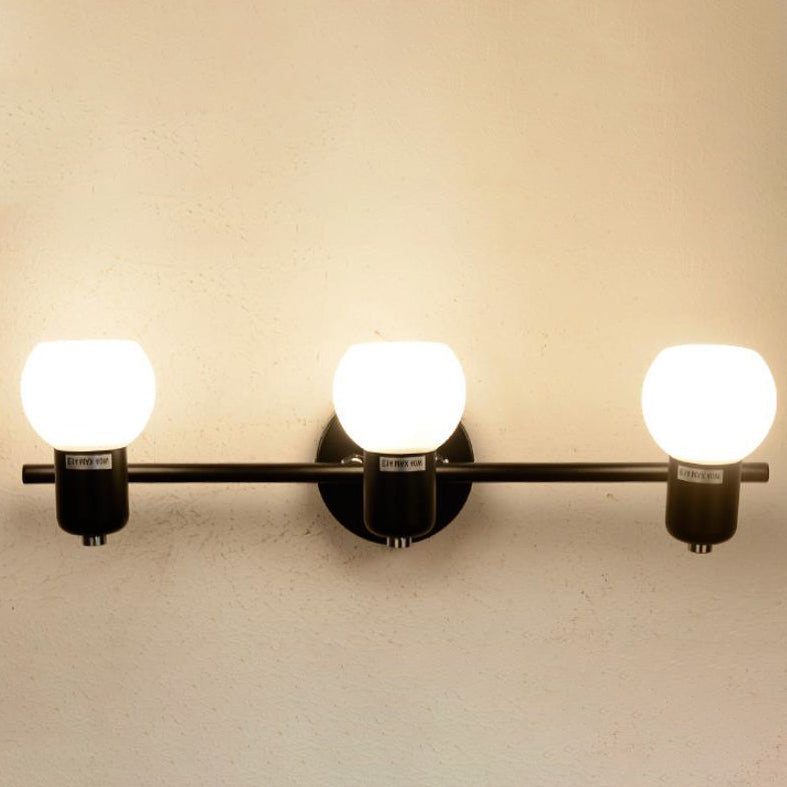 Vintage White Glass Dome Wall Sconce Light - 2/3 Light Vanity Lamp