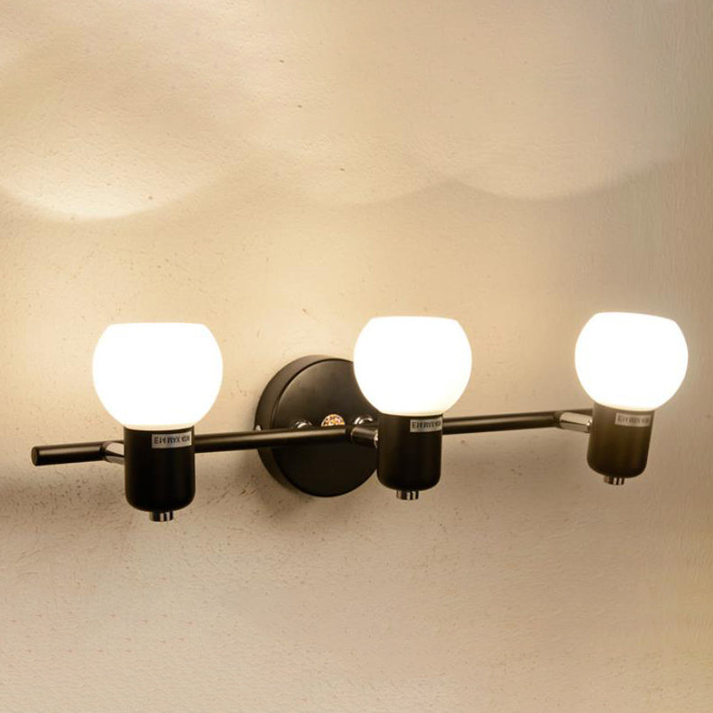 Vintage White Glass Dome Wall Sconce Light - 2/3 Light Vanity Lamp