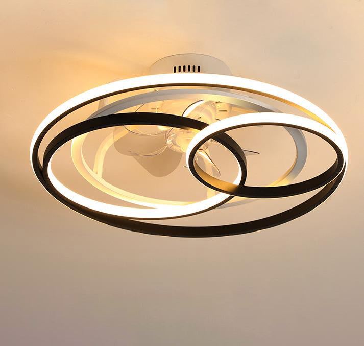 Double Ring Overlap LED Ceiling Fan Light - Modern Flush Mount Design, Energy Efficient, Stylish Home Lighting