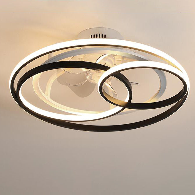 Double Ring Overlap LED Ceiling Fan Light - Modern Flush Mount Design, Energy Efficient, Stylish Home Lighting