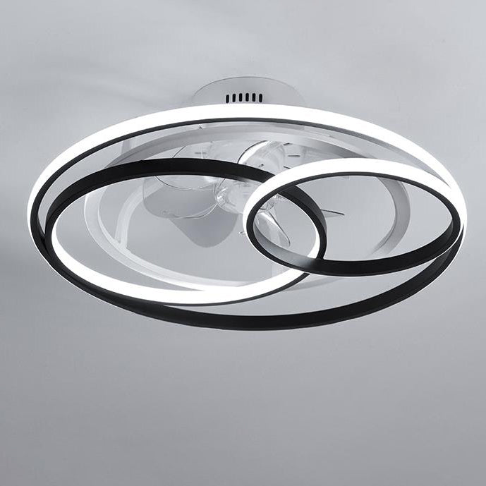 Double Ring Overlap LED Ceiling Fan Light - Modern Flush Mount Design, Energy Efficient, Stylish Home Lighting