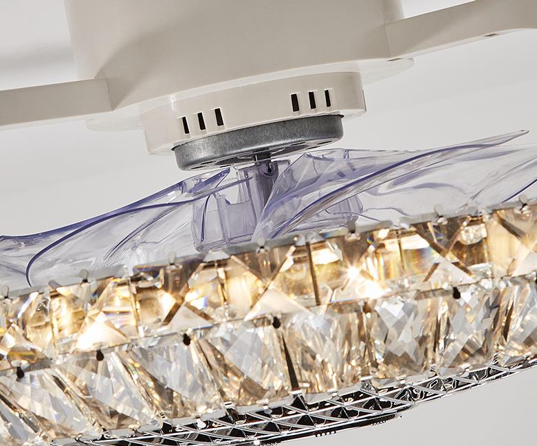 Nordic Crystal Round LED Flush Mount Ceiling Fan Light