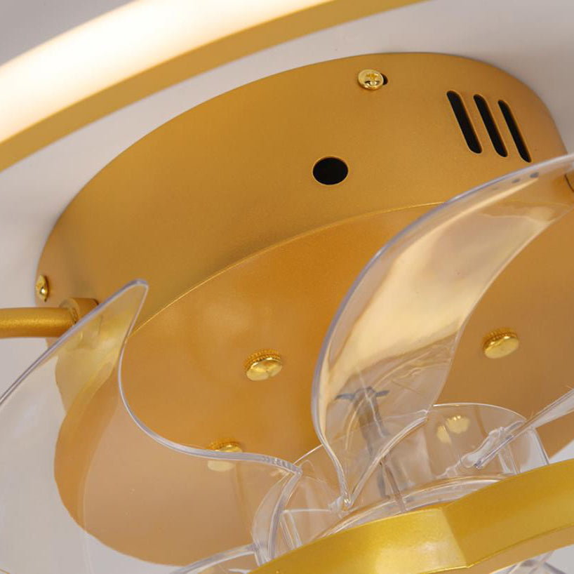 Gold Light Luxury Acrylic LED Flush Mount Ceiling Fan Light Fixture