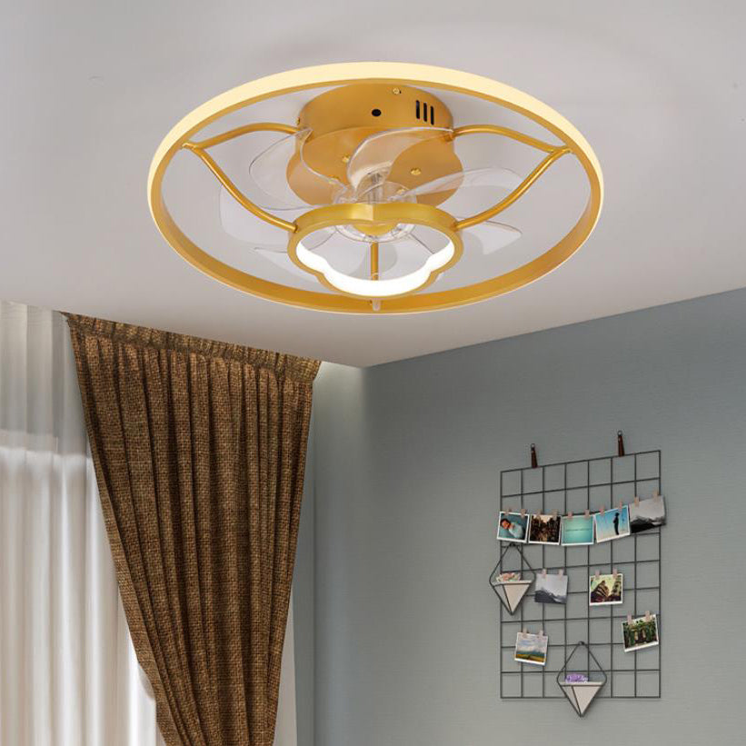 Gold Light Luxury Acrylic LED Flush Mount Ceiling Fan Light Fixture