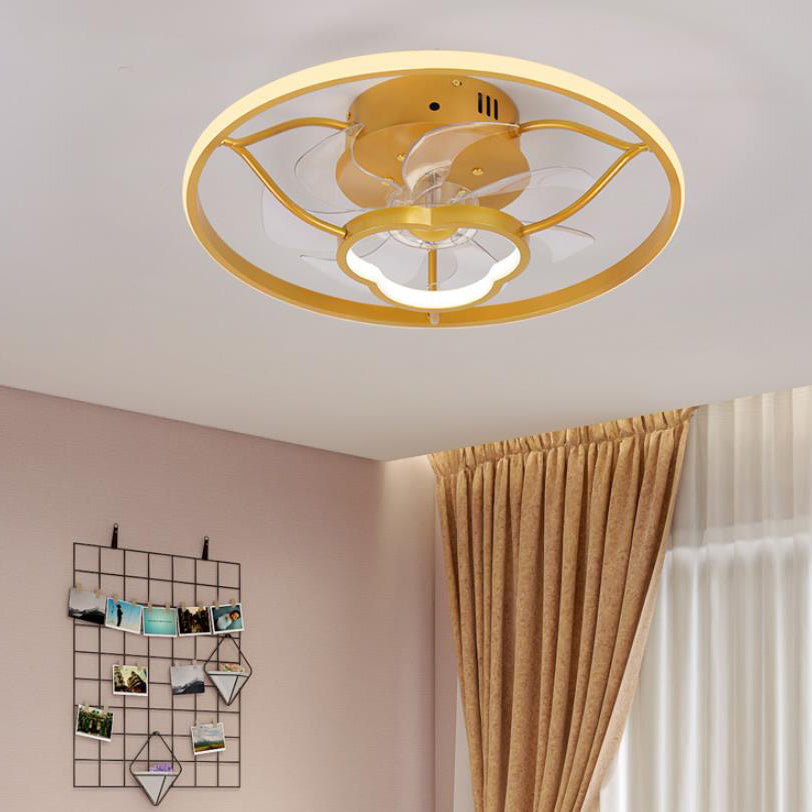 Gold Light Luxury Acrylic LED Flush Mount Ceiling Fan Light Fixture