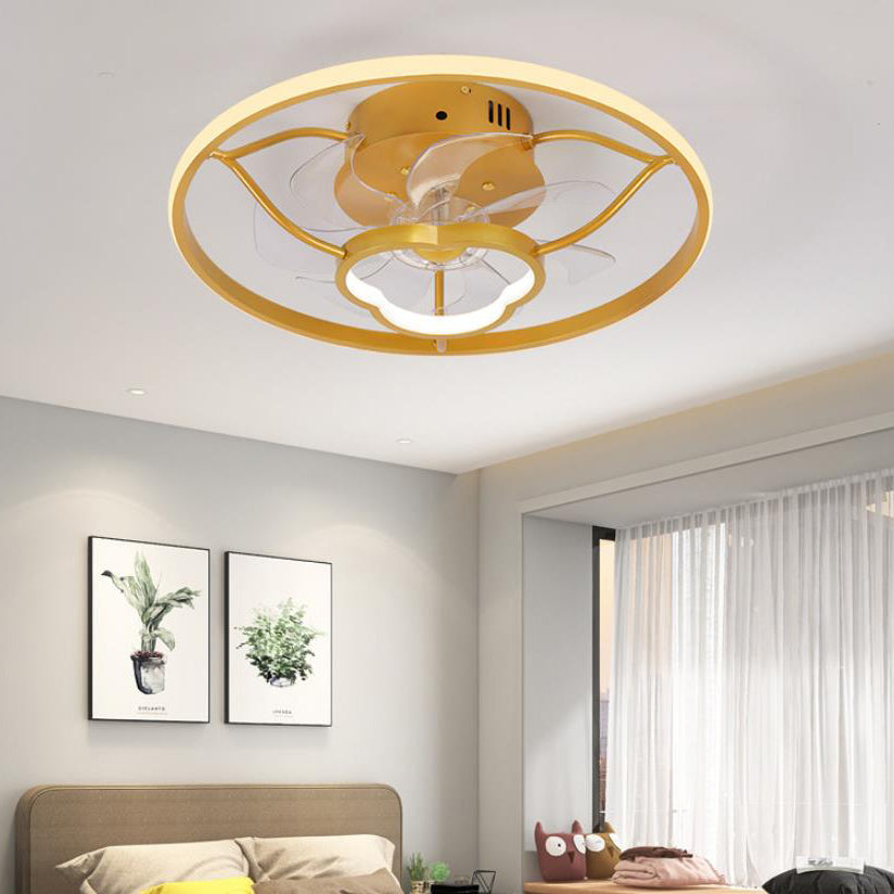 Gold Light Luxury Acrylic LED Flush Mount Ceiling Fan Light Fixture