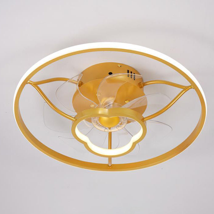 Gold Light Luxury Acrylic LED Flush Mount Ceiling Fan Light Fixture