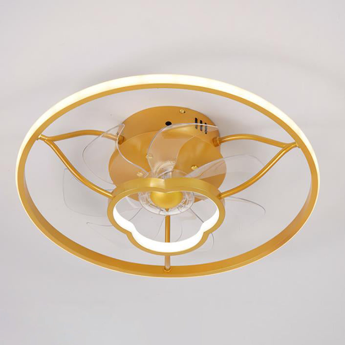 Gold Light Luxury Acrylic LED Flush Mount Ceiling Fan Light Fixture