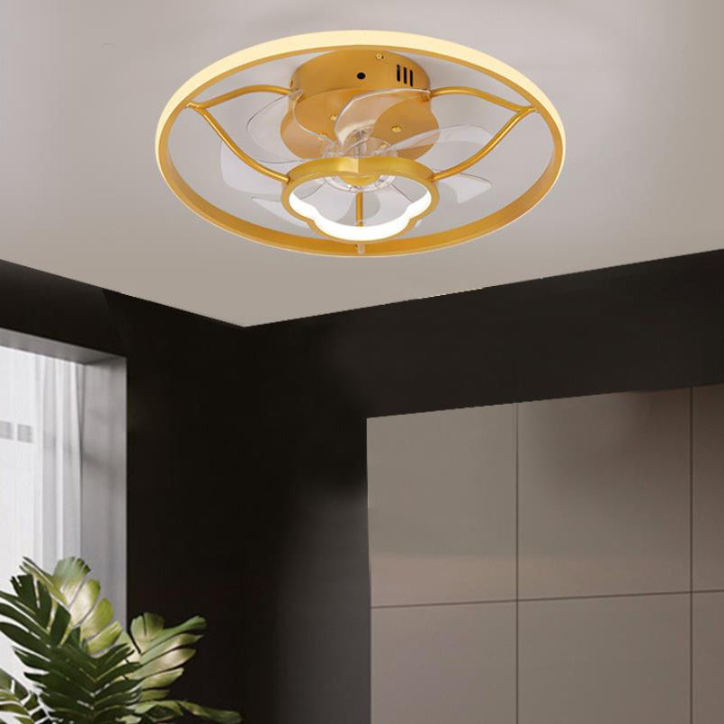 Gold Light Luxury Acrylic LED Flush Mount Ceiling Fan Light Fixture