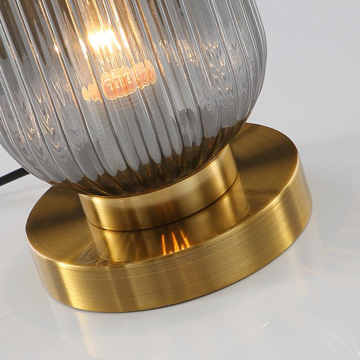 Nordic Striped Glass Oval Table Lamp - 1-Light Modern Accent Lighting