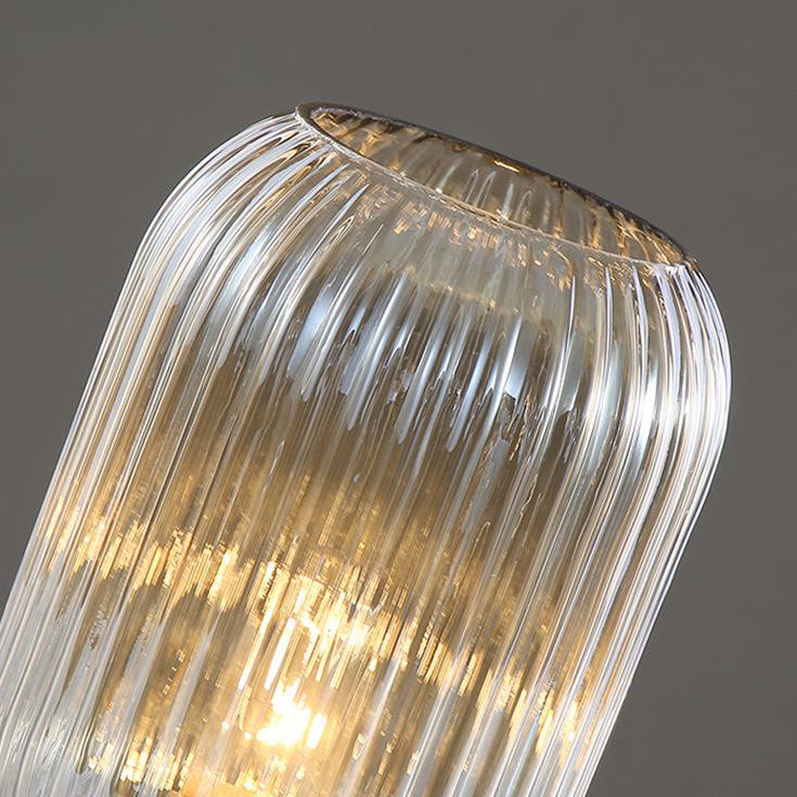 Nordic Striped Glass Oval Table Lamp - 1-Light Modern Accent Lighting