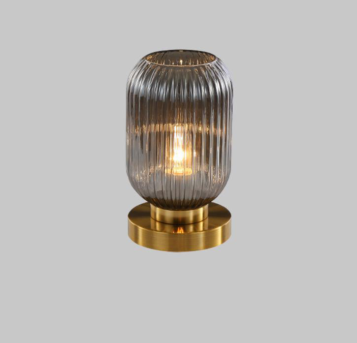 Nordic Striped Glass Oval Table Lamp - 1-Light Modern Accent Lighting