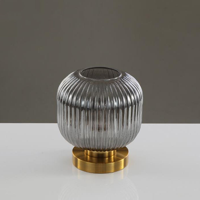 Nordic Striped Glass Oval Table Lamp - 1-Light Modern Accent Lighting