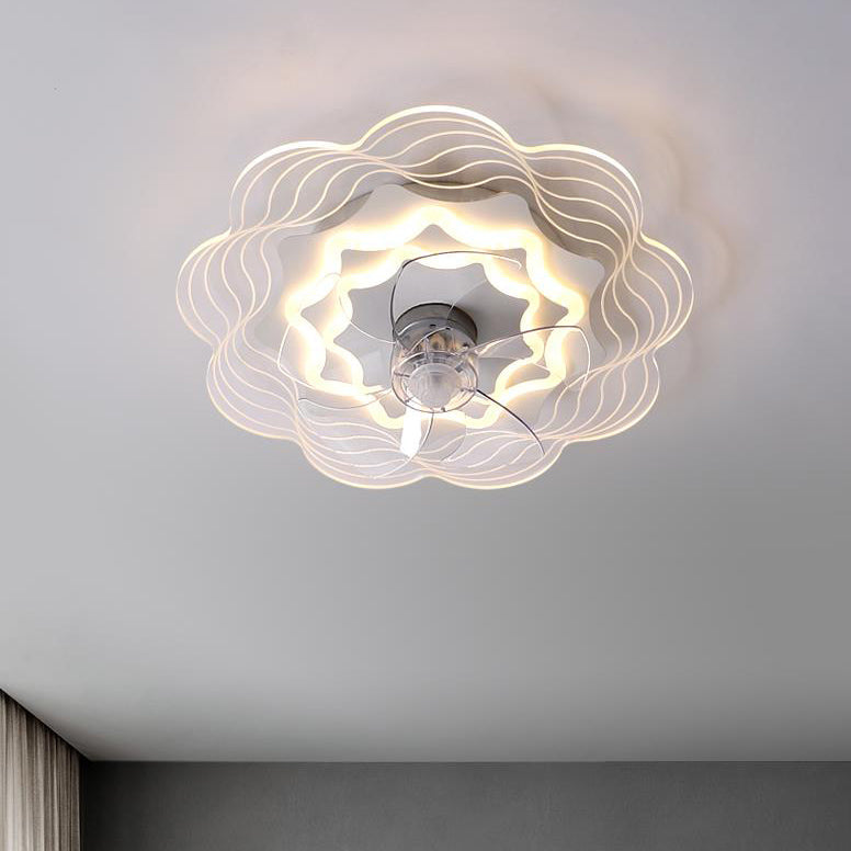 Modern Light Luxury Geometric LED Flush Mount Ceiling Fan Light