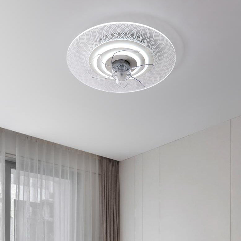 Modern Light Luxury Geometric LED Flush Mount Ceiling Fan Light