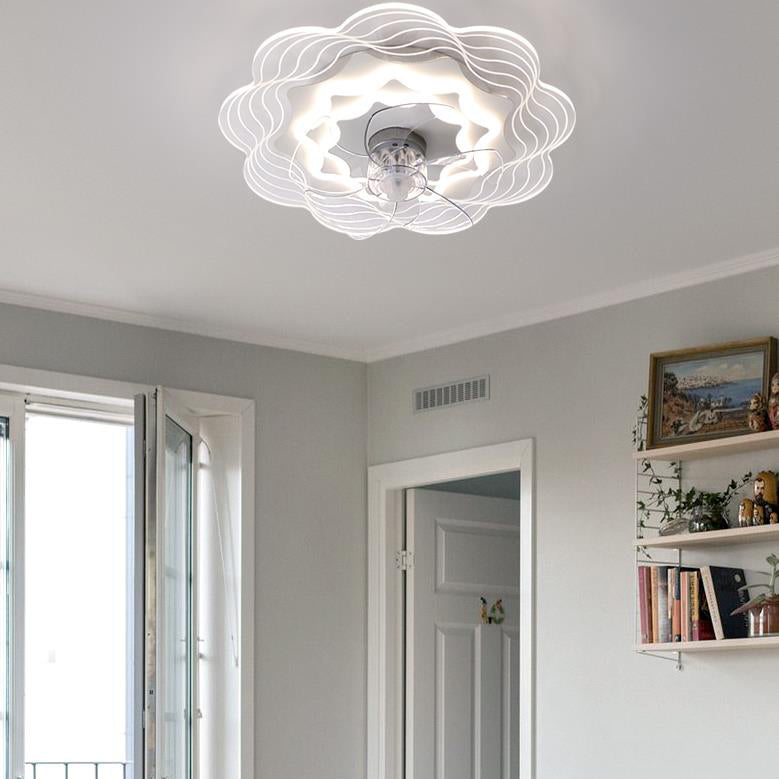 Modern Light Luxury Geometric LED Flush Mount Ceiling Fan Light