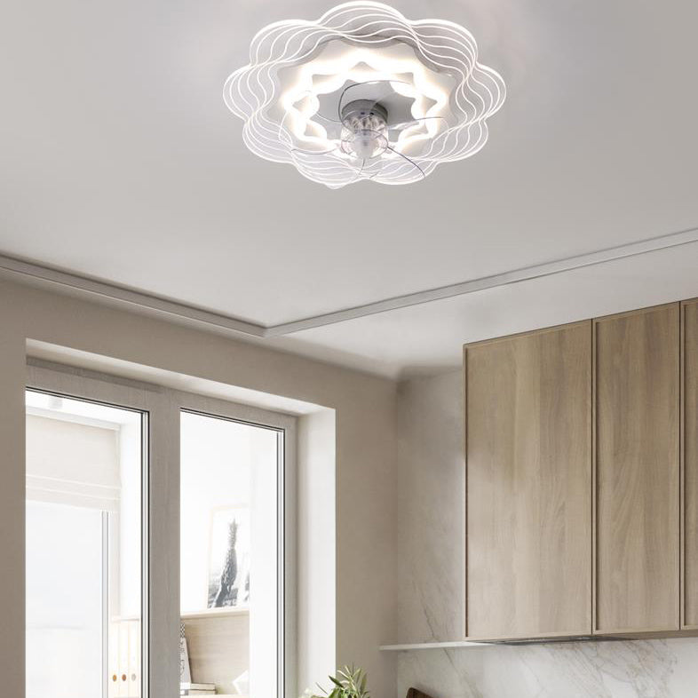 Modern Light Luxury Geometric LED Flush Mount Ceiling Fan Light