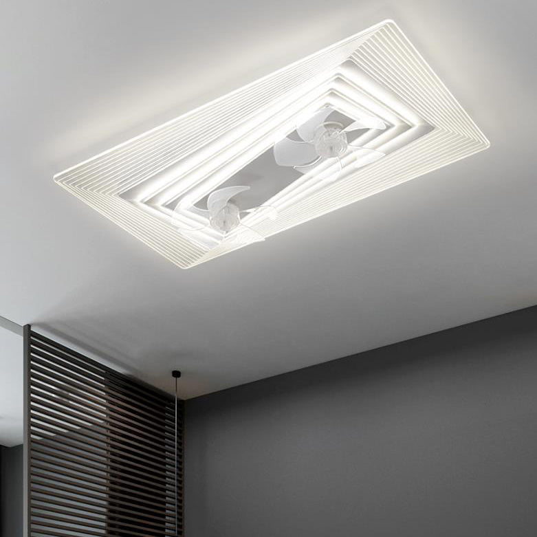 Modern Light Luxury Geometric LED Flush Mount Ceiling Fan Light