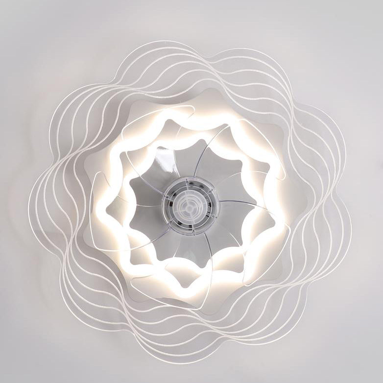 Modern Light Luxury Geometric LED Flush Mount Ceiling Fan Light