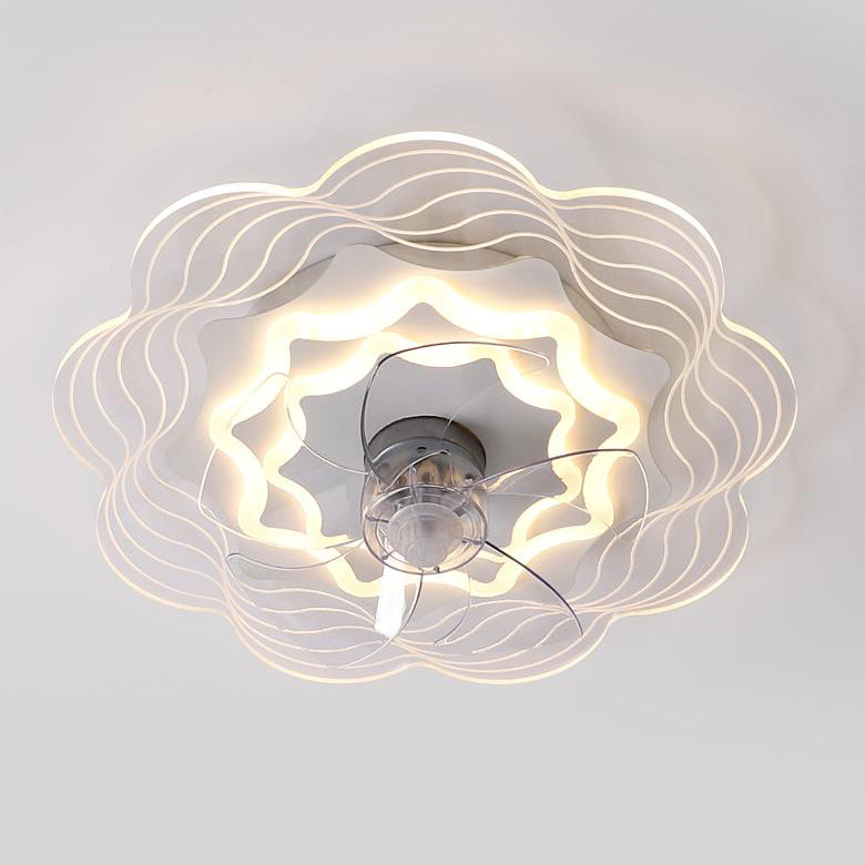 Modern Light Luxury Geometric LED Flush Mount Ceiling Fan Light