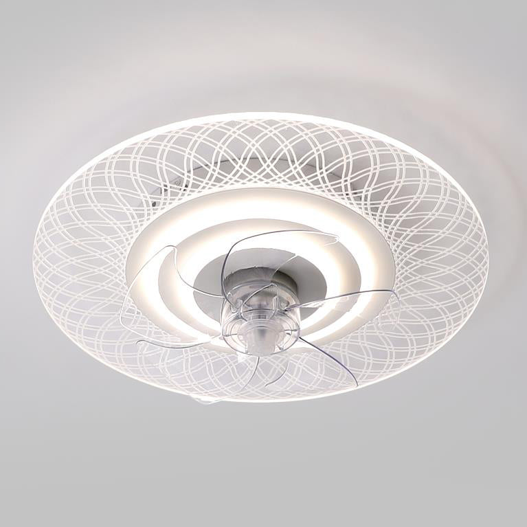 Modern Light Luxury Geometric LED Flush Mount Ceiling Fan Light