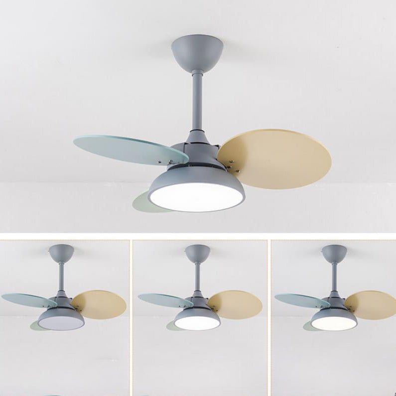 Colorful Round Fan Leaf Kids Downrods Ceiling Light