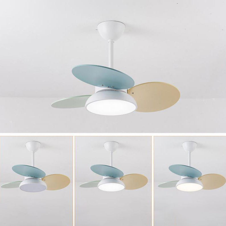 Colorful Round Fan Leaf Kids Downrods Ceiling Light