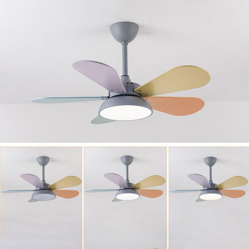 Colorful Round Fan Leaf Kids Downrods Ceiling Light