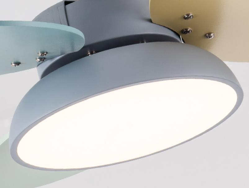 Colorful Round Fan Leaf Kids Downrods Ceiling Light
