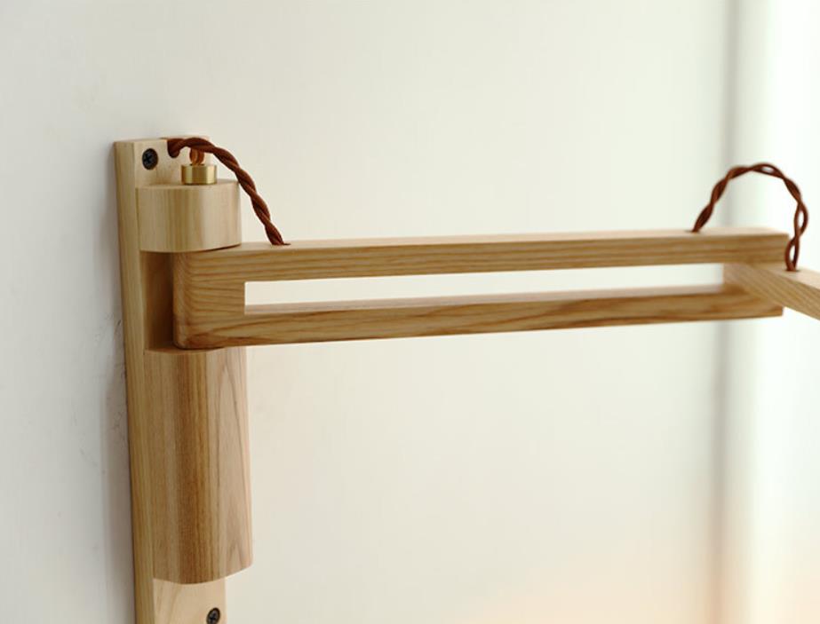 Nordic Milk White Striped Glass Walnut Retractable Wall Sconce Lamp - 1-Light Decor