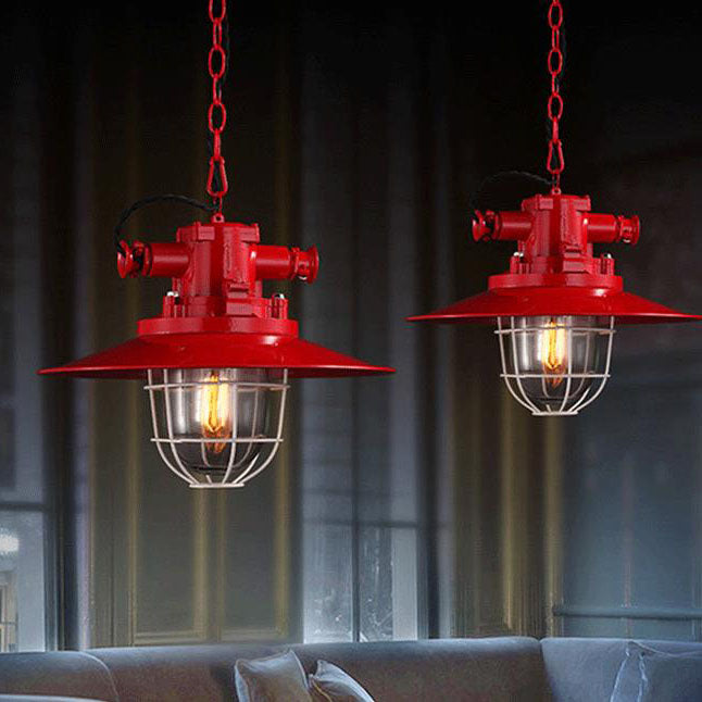 Industrial Vintage Blast Iron Cage Pendant Light - 1-Light Fixture, Rustic Home Decor, Retro Lighting, Edison Bulb Design, Kitchen, Dining, Loft, Industrial Style Lighting