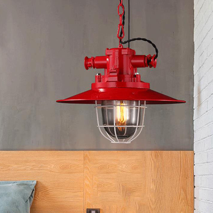 Industrial Vintage Blast Iron Cage Pendant Light - 1-Light Fixture, Rustic Home Decor, Retro Lighting, Edison Bulb Design, Kitchen, Dining, Loft, Industrial Style Lighting