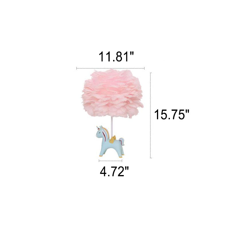 Modern Creative Unicorn Feather Children 1-Light Table Lamp, Cute Kids Room Lighting, Fantasy Decor for Girls Bedroom, Colorful Adjustable Soft Glow Night Light, Whimsical Nightstand Lamp for Nursery, Magical Unicorn Gift for Kids