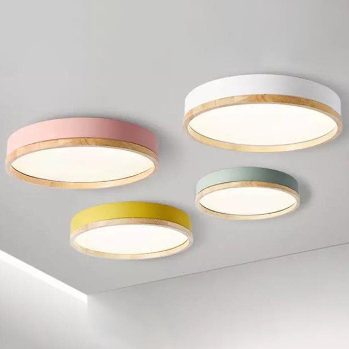 Simple Macaron Round Acrylic LED Flush Mount Ceiling Light - Modern Lighting Fixture for Home, Kitchen, and Hallway, Energy Efficient Design