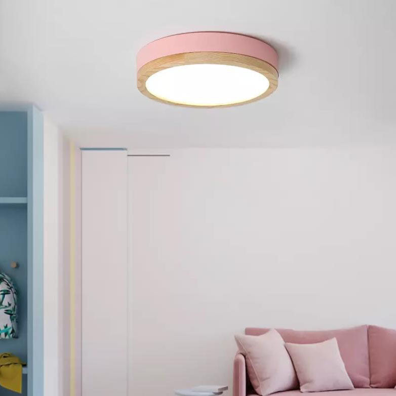 Simple Macaron Round Acrylic LED Flush Mount Ceiling Light - Modern Lighting Fixture for Home, Kitchen, and Hallway, Energy Efficient Design