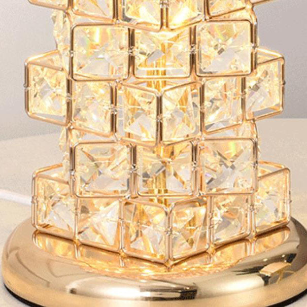 Nordic Luxury Crystal Cone Table Lamp - Modern 1-Light Design, Elegant Home Décor, LED Compatible, Stylish Accent Lighting