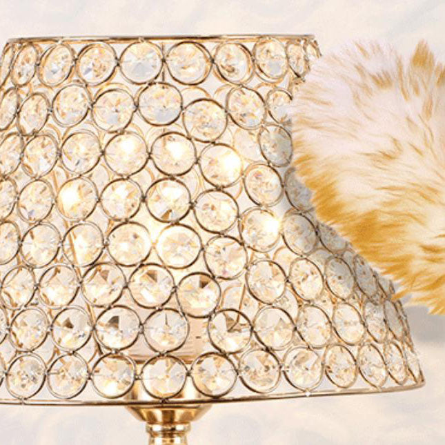 Nordic Luxury Crystal Cone Geometry 1-Light Table Lamp - Modern LED Nightstand Lamp, Elegant Home Decor, Contemporary Lighting, Stylish Bedside Accent, Unique Crystal Design for Living Room, Bedroom, Office, and Dining Area