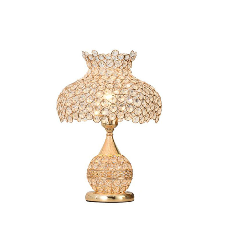 Nordic Luxury Crystal Cone Table Lamp - Modern 1-Light Design, Elegant Home Décor, LED Compatible, Stylish Accent Lighting