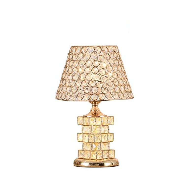 Nordic Luxury Crystal Cone Table Lamp - Modern 1-Light Design, Elegant Home Décor, LED Compatible, Stylish Accent Lighting
