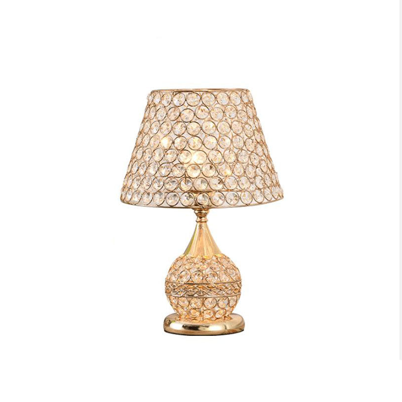 Nordic Luxury Crystal Cone Table Lamp - Modern 1-Light Design, Elegant Home Décor, LED Compatible, Stylish Accent Lighting