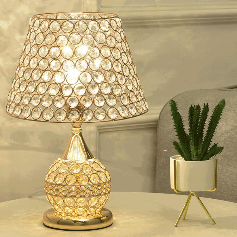 Nordic Luxury Crystal Cone Geometry 1-Light Table Lamp - Modern LED Nightstand Lamp, Elegant Home Decor, Contemporary Lighting, Stylish Bedside Accent, Unique Crystal Design for Living Room, Bedroom, Office, and Dining Area