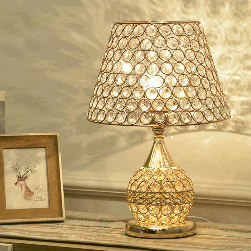 Nordic Luxury Crystal Cone Geometry 1-Light Table Lamp - Modern LED Nightstand Lamp, Elegant Home Decor, Contemporary Lighting, Stylish Bedside Accent, Unique Crystal Design for Living Room, Bedroom, Office, and Dining Area