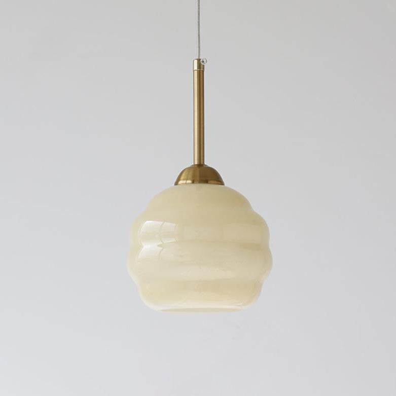 Vintage French Glass Round Tart Pendant Light - 1-Light Elegance